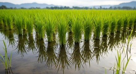 Fototapeta premium rice field in the morning