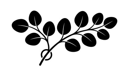 Obraz premium black eucalyptus leaf branch vector icon isolated on white background