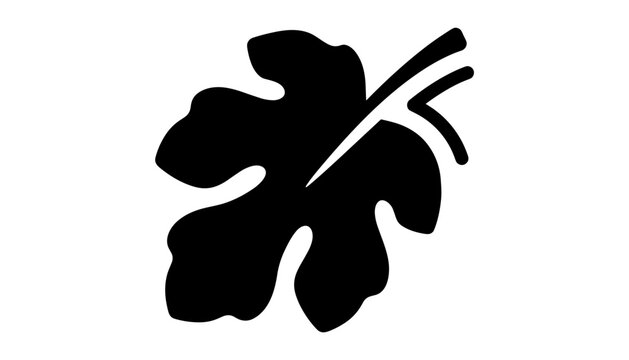 Black Fig Leaf Vector Icon Isolated On White Background
