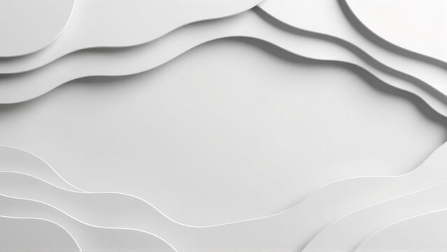 abstract background white color scheme has modern minimalist design multiple layers curved lines create wave like pattern lines arranged way creates sense depth dimension background solid white color