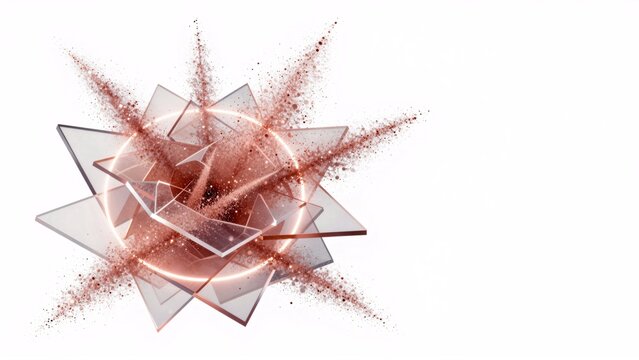 abstract digital art piece appears multiple overlapping triangles triangles arranged symmetrical pattern largest triangle center smaller triangles either side center bright orange color which