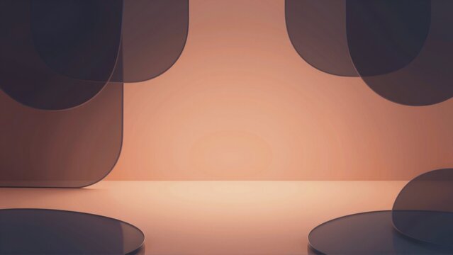 abstract digital art piece gradient background background gradient orange pink colors orange being dominant color side three black circles overlapping creating sense depth dimension circles arranged