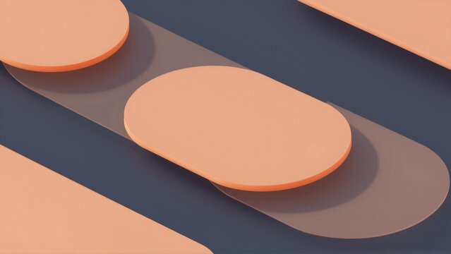abstract graphic design three overlapping circles different shades orange blue circles arranged diagonal line topmost circle being largest bottom two being smallest background dark blue color circles