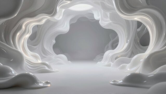 rendering abstract tunnel like structure white background tunnel appears curved wavy lines create sense depth dimension lines arranged way form tunnellike shape ends tunnel curving upwards towards
