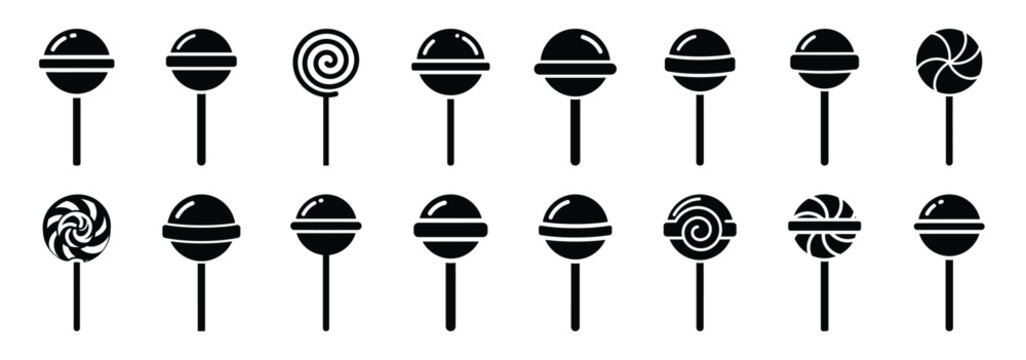 Collection of halloween lollipop silhouette vector illustration icon set. Halloween collection silhouette celebration icons.