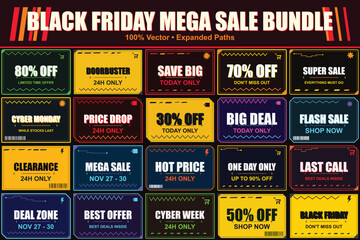 Obraz premium Black Friday mega sale bundle with various discount offers and sale announcements