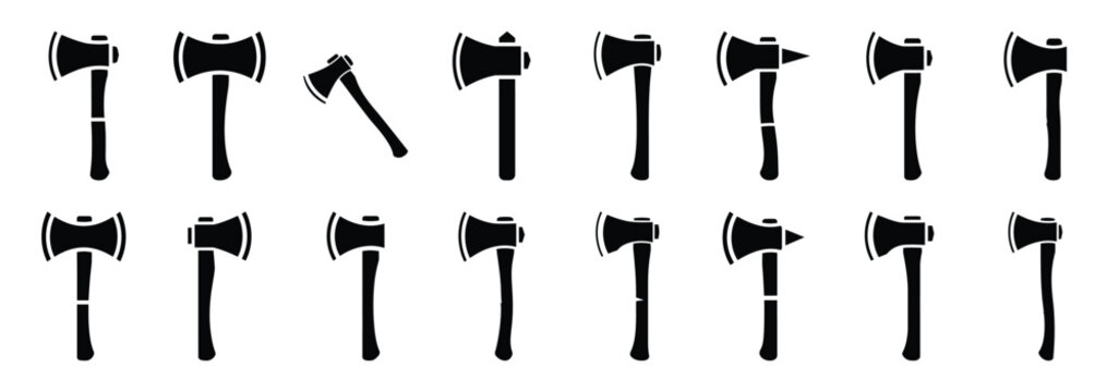 Collection of halloween axe silhouette vector illustration icon set. Halloween collection silhouette celebration icons.