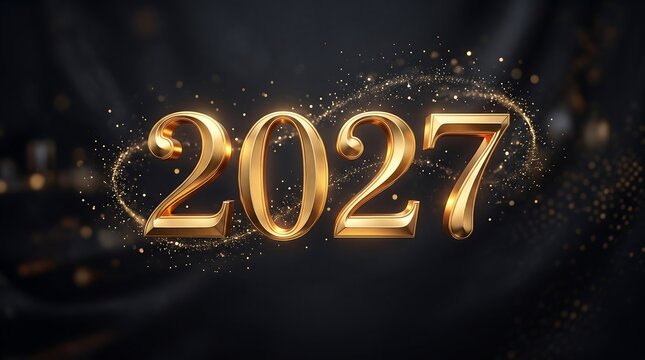 Glowing golden sparkle effect year two thousand twenty seven celebration design