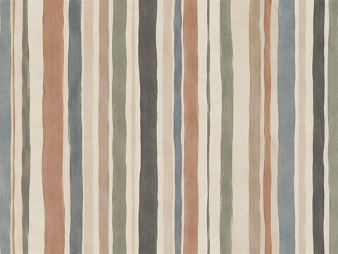 Hand drawn vertical stripe wallpaper pattern with irregular brush lines in soft muted neutral tones creating a modern organic textile background for interiors packaging and decorative design