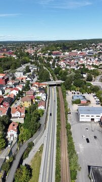 Aerial drone view of Fredrikstad, Norway