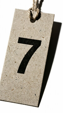 Cardboard price tag with number seven and twine