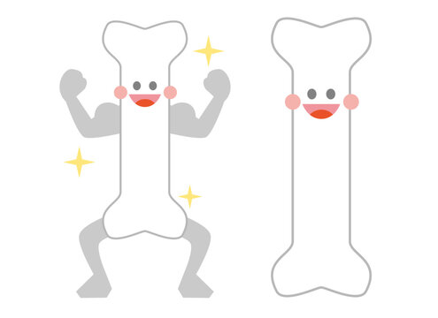医療イラスト：擬人化された元気な骨