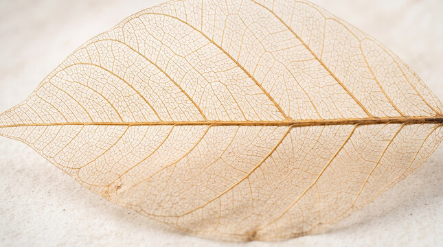 Delicate skeleton leaf revealing intricate vein network, nature and structure concept