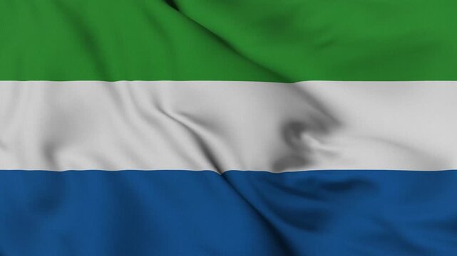 4K animation of the Sierra Leone national flag waving in the wind