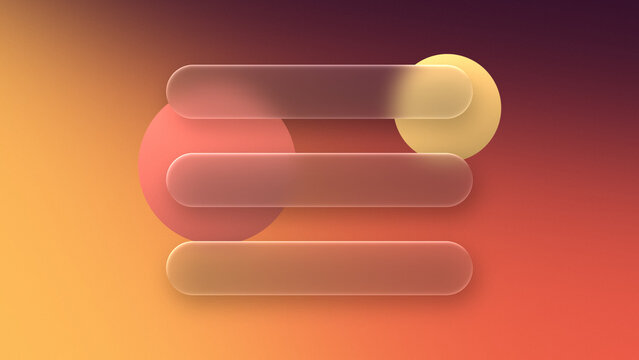 Glassmorphism menu bars on warm orange gradient for app interface