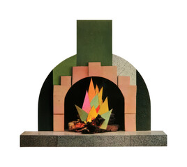 Obraz premium Colorful abstract fireplace PNG with a transparent background.