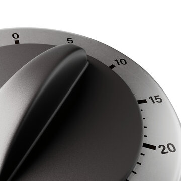 60-minute countdown kitchen timer close-up on a transparent background