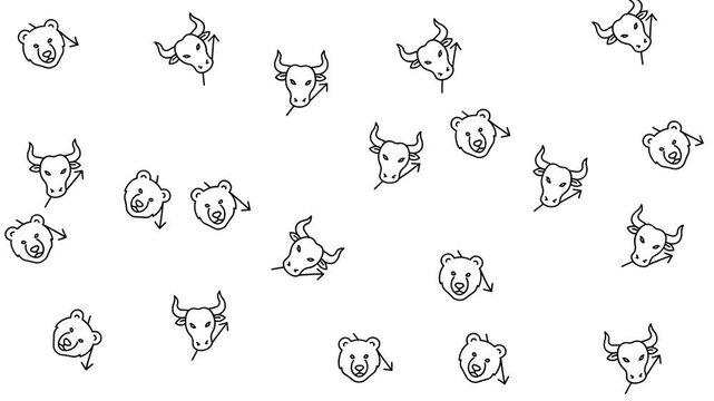 Bull and Bear Financial Market Pattern Background
