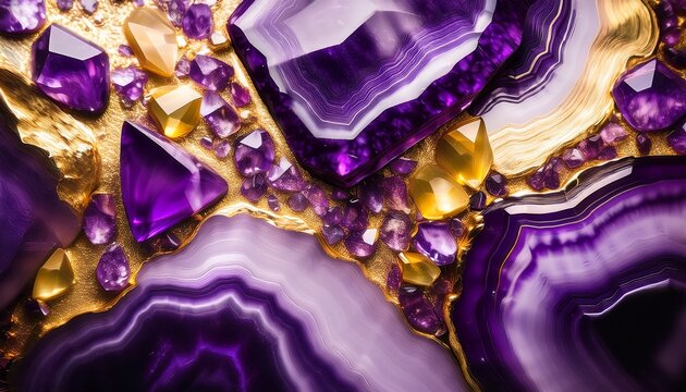 Vivid Abstract Gem Surface With Rich Purple And Gold Accents