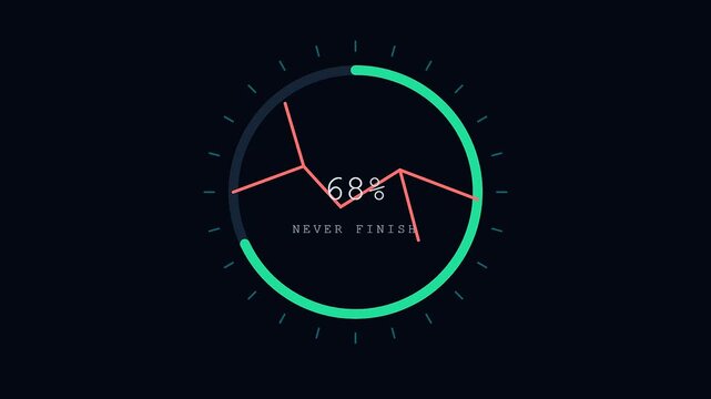 Basket abandonment visualization shows loading progress and circular status indicators within a dark digital interface design featuring glowing neon rings and thin geometric lines patterns