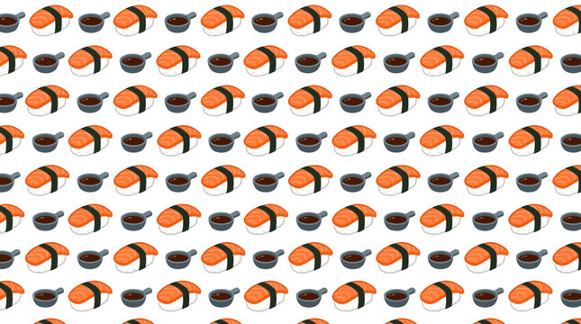 Cute Salmon Nigiri Sushi Pattern