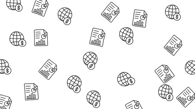Global Finance Pattern with World Globe and Business Report Icons