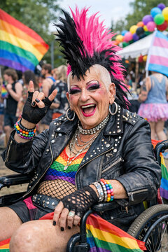 Older Woman Embraces Pride and Punk Rock Style