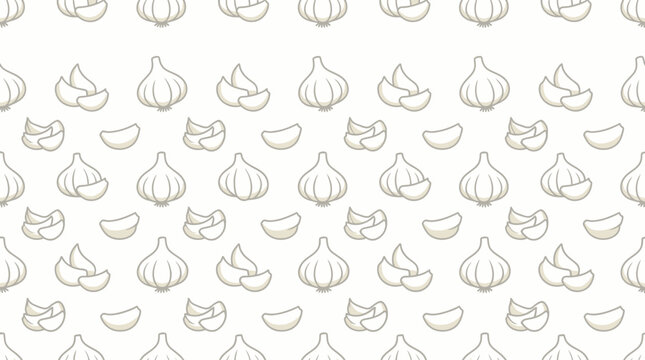 Garlic bulbs and cloves pattern, hand-drawn style