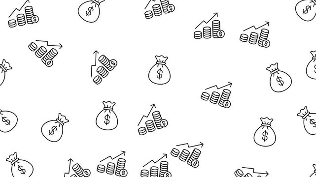 Seamless Financial Growth Pattern with Money Bags and Coin Stacks Icons