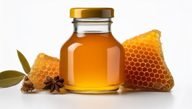 A Bottle Of Stingless Bee Honey Isolated On White Background