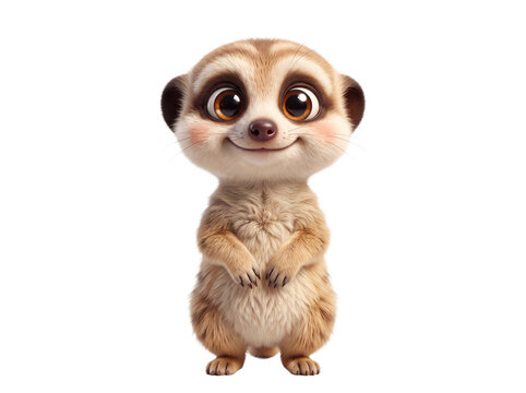 Cute cartoon meerkat character standing and smiling Cutout PNG