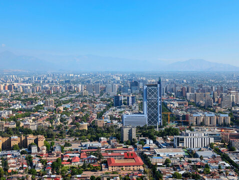 Aerial cityscape skyline  Santiago Chile