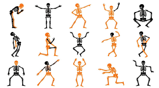 Animated skeleton characters performing dance moves