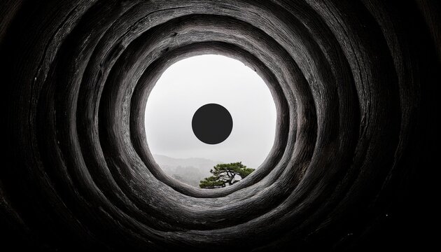 Small Black Ink Zen Circle In Absolute Center