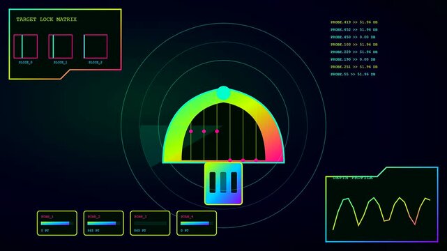 the ai integration process displays vibrant spectral gradients and pulsing digital sensor arrays across multiple interface screens depicting complex data processing systems within a dark environment