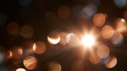 Fototapeta premium warm cinematic light leak with glowing bokeh