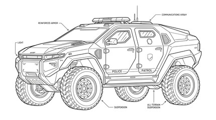 Armored Police SUV Illustration © Ikan