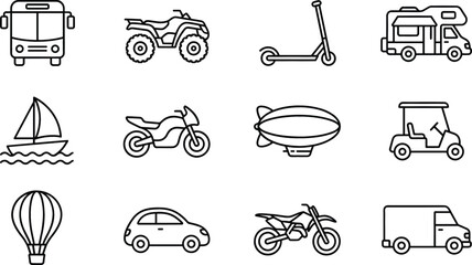DecTransportation and travel vehicle line icon set covering car bus motorcycle boat delivery elementsorative star line icon set with geometric pattern abstract ornament shapes and optical elements © mst