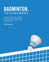 Fototapeta premium Attractive editable vector badminton shuttlecock over the net background for any graphic background 