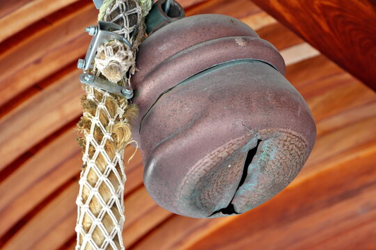 Japanese suzu bell hanging at Shinto shrine