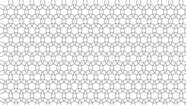Seamless background pattern of repeating interlocking black circles