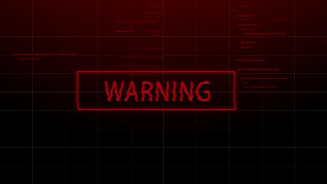 Red system warning message with glitch and error text effect on digital screen, cyber security danger and hacker attack concept background
