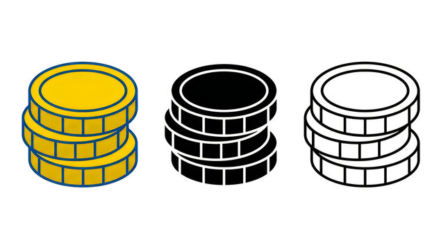 Stacked color coin stacks illustration