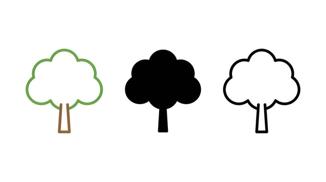 Simple tree icons in different styles