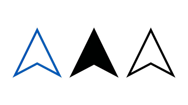 Modern stylized triangle arrow icon set