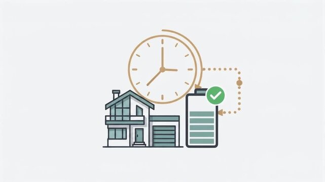 Solar Home Energy Management Animation with Battery and Smart Power Control