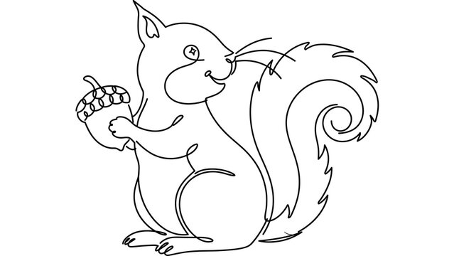 Squirrel holding acorn white background.
