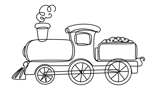 Train locomotive white background.