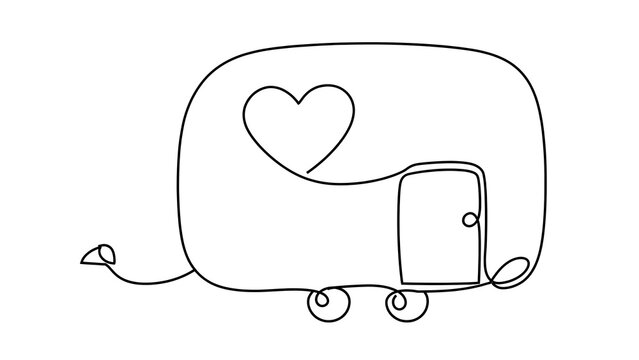 Heartwarming camper van on white background.