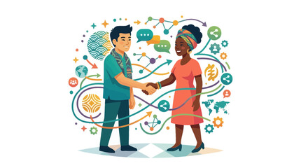 Fototapeta premium Diverse people shaking hands, global connection concept